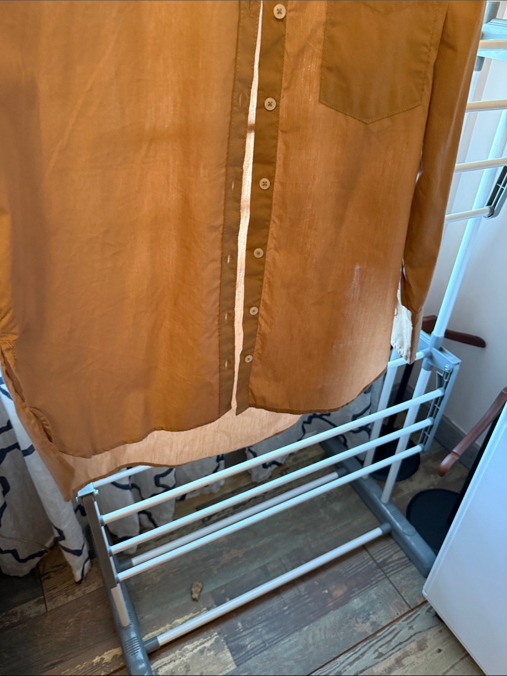Maeve Long-Sleeve Button-Down Shirt in Rust Brown - Picture 5 of 8